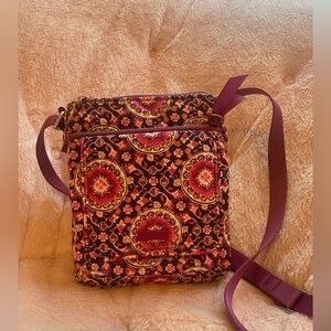 Vera Bradley “Raspberry Medallion” Iconic RFID Mini Hipster Crossbody Bag